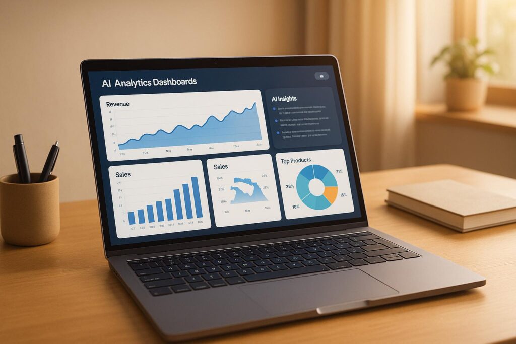 digital marketing dashboard showing website lead generation analytics for service business