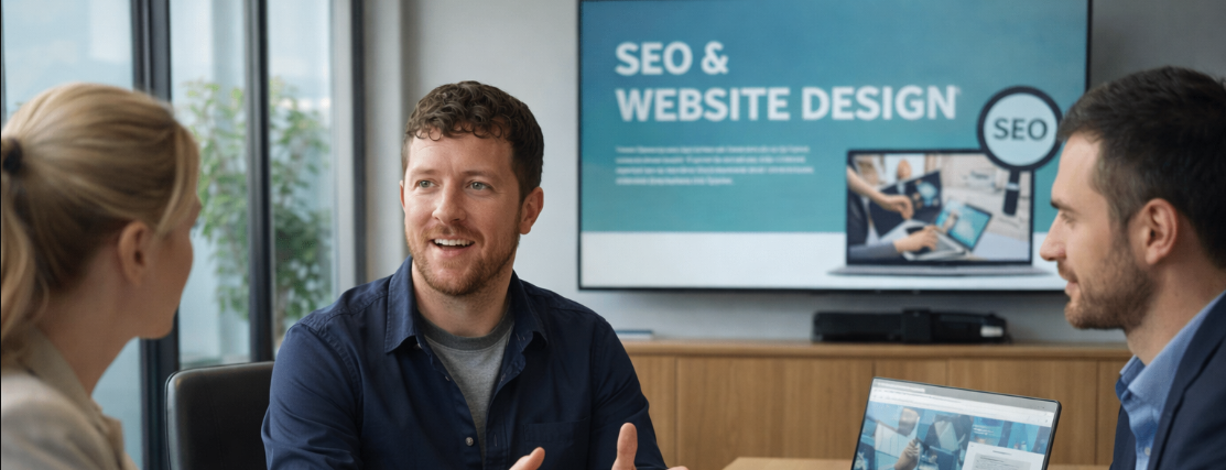 Justin Mathis meeting with clients